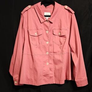 Torrid Twill Peplum Jacket Pink/Red Size 3 / 3X / 22-24